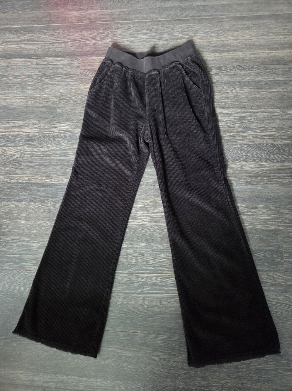 XCVI Black Ribbed Wide-Leg Pants